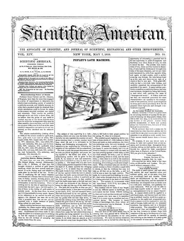 Scientific American Magazine Vol 14 Issue 35