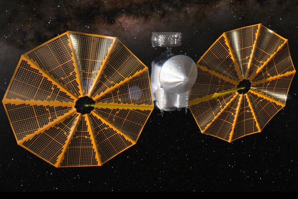 Lucy spacecraft model.