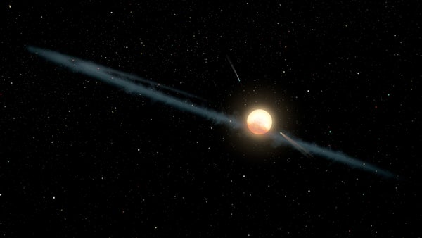 An artist's rendition of a hypothesized belt of dust around Tabby's Star