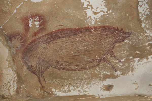 Cave painting of a pig at Leang Tedongnge.