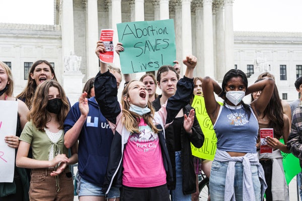 Abortion rights demonstrators outside the U.S. Supreme Court in Washington, D.C., U.S., on Wednesday, May 4, 2022.