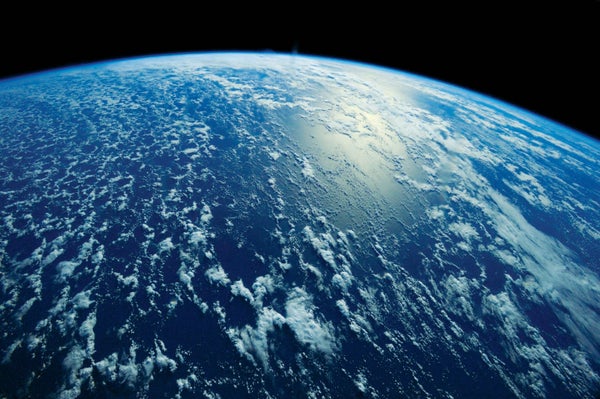 View of Earth's oceans from space.