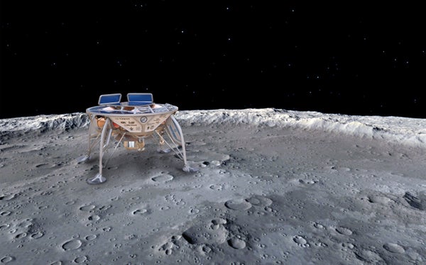 An artist's conception of Beresheet on the moon's surface.
