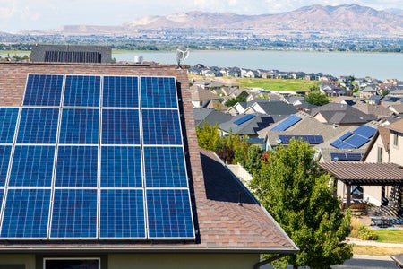 Solar panel technology installed on roofs of many homes