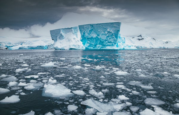 Iceberg and sea ice in Antarctica