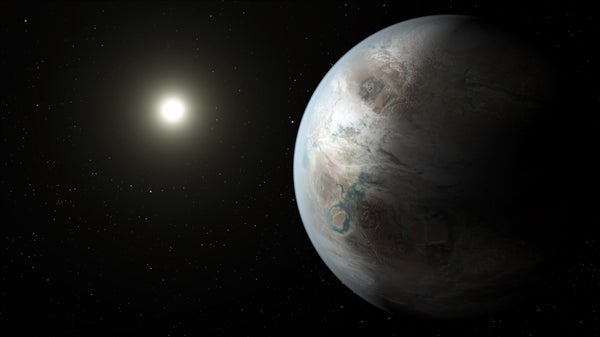 An artist's rendition of the potentially Earth-like exoplanet Kepler 452b