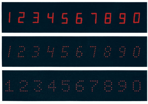 Display of digital numbers.
