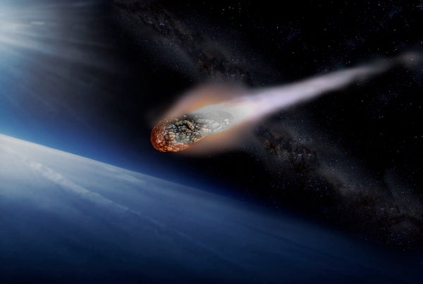 A large asteroid entering the Earth's atmosphere.