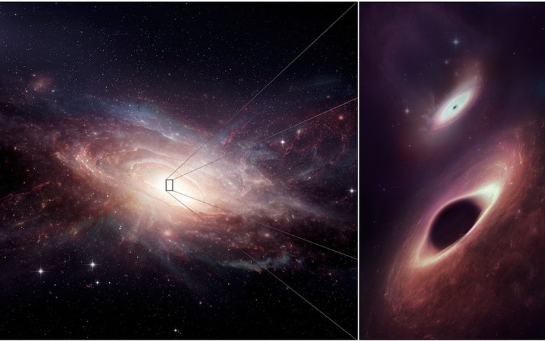 Descubre la colisión de agujeros negros supermasivos en una galaxia cercana