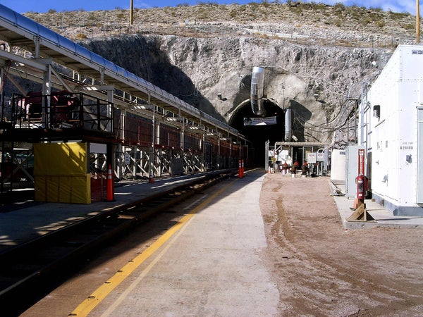 The 25 foot wide tunnel entrance to the Yucca Mountain nuclear waste repository located in Nye County, Nevada.