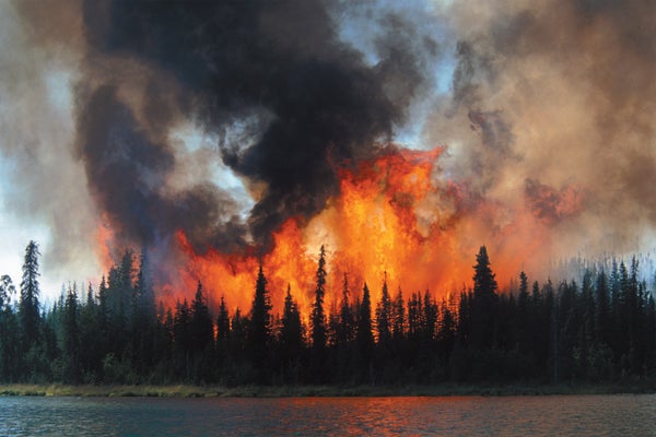 Fire alongside Alaska's Skilak Lake.