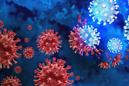 Mutating virus variant and cell mutation conceptual illustration