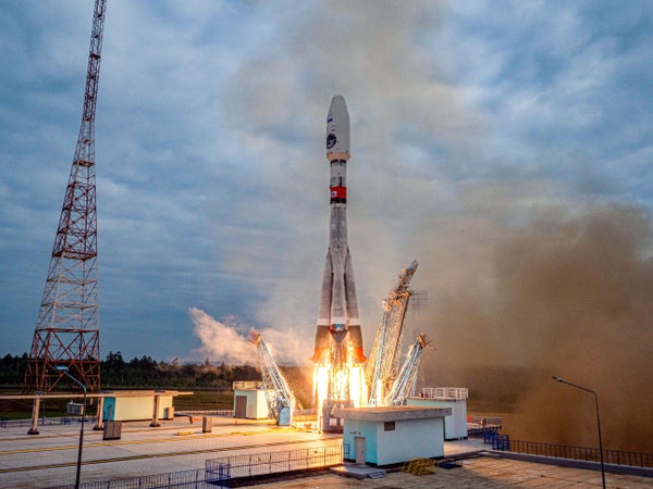 Luna 25 launches from Vostochny Cosmodrome.