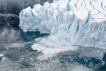 Glacier calving to the sea, Neko Harbour, Graham Land, Antarctic Peninsula, West Antarctica