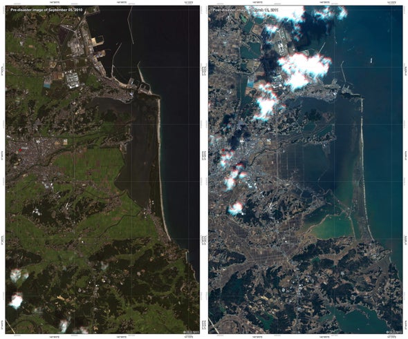 Satellite images show tsunami-ravaged Japan coast - Scientific American