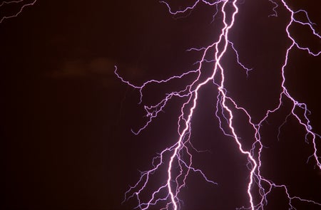 Branching cloud-to-ground lightning.