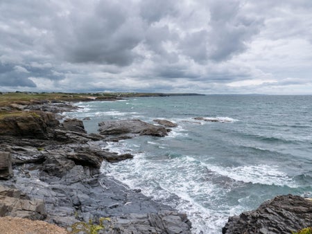 Rocky coastline with crashing waves