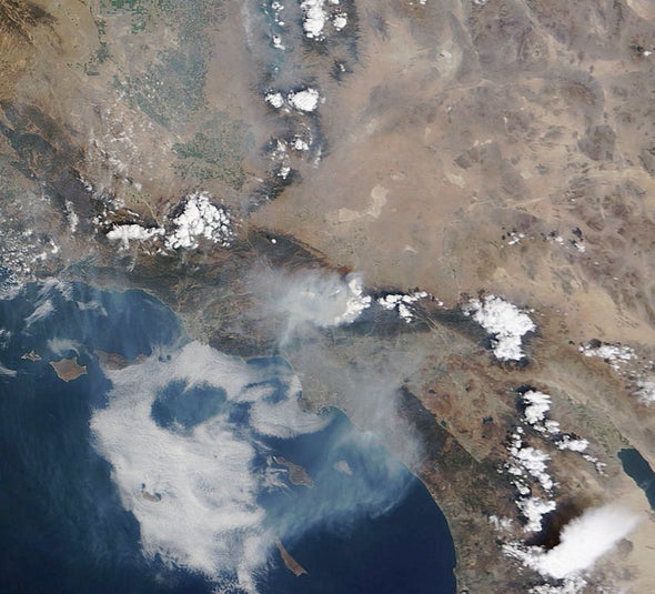 Los Angeles County's Station Fire visible from space