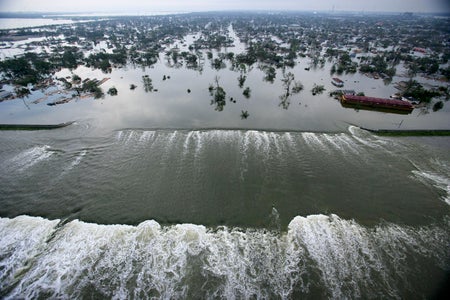 A city overtaken by floodwaters