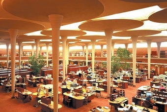 An early open-plan office, designed by architect Frank Lloyd Wright for the S. C. Johnson company in the 1930s, was intended to boost productivity.