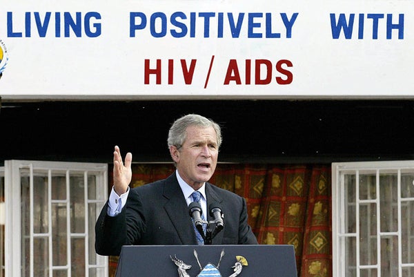 George W. Bush speaking in Uganda