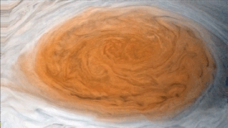 Swirling red clouds