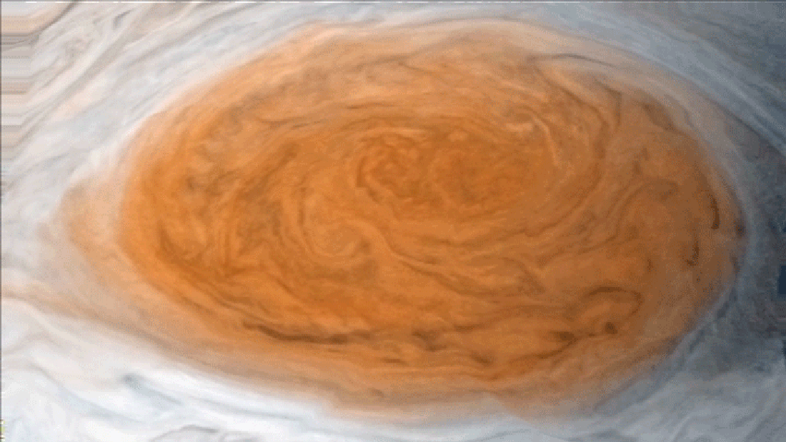 Swirling red clouds
